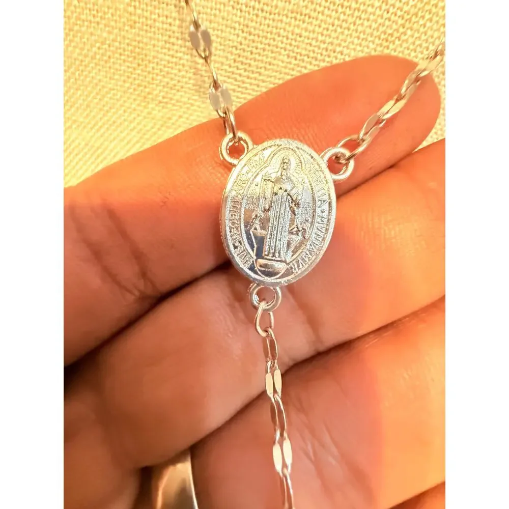 Vintage Rosary Cross Necklace 16”